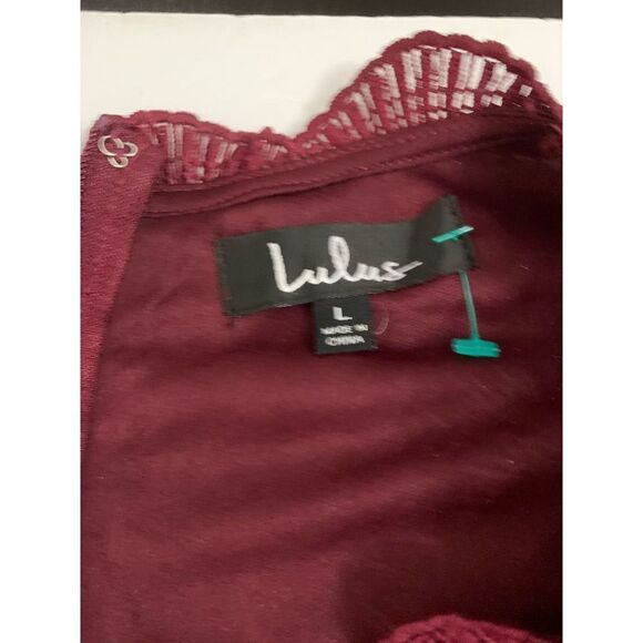 Lulus NWT Burgundy Lace Detail Dress - Picture 6 of 14